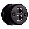 Elhard - Väggmonterat keramiskt retrodatauttag 2x RJ45, svart