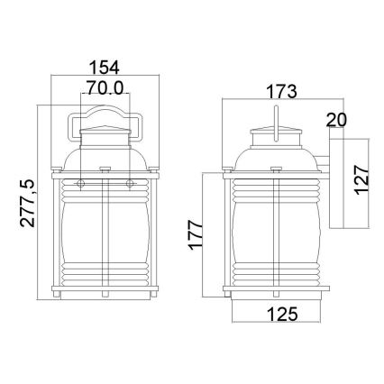 Elstead KL-ASHLANDBAY2-S - Utomhus vägglampa  ASHLAND 1xE27/60W/230V IP44