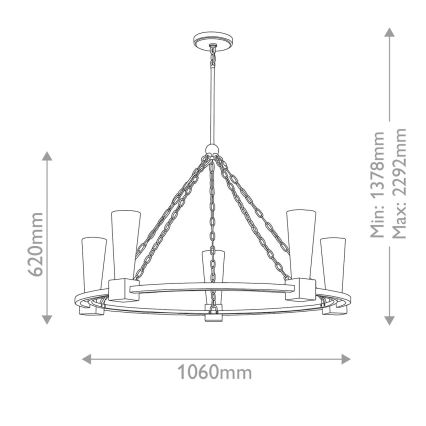 Elstead - Takpendel på stång KRISTY 5xE27/40W/230V, koppar