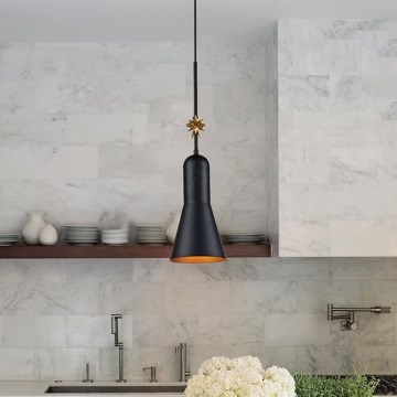 Elstead - Ljuskrona med textilsladd ETOILE 1xE27/60W/230V diameter 17,8 cm svart