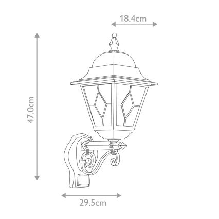 Elstead - Utomhus vägglampa med sensor NORFOLK 1xE27/100W/230V IP43