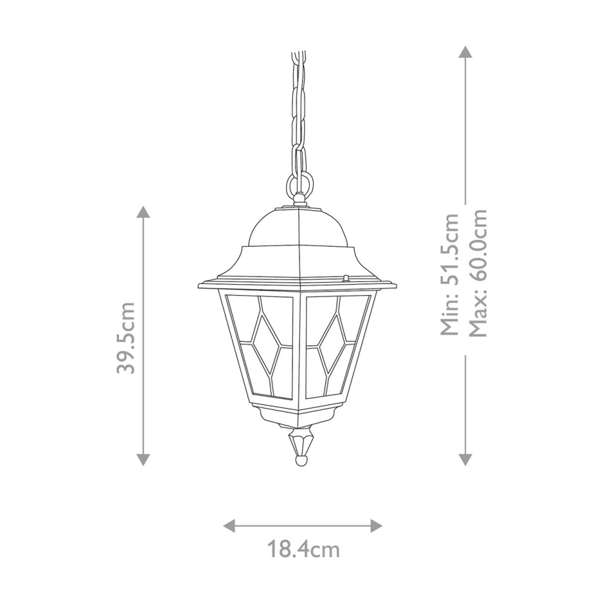 Elstead NR9-BLK - Utomhus ljuskrona NORFOLK 1xE27/100W/230V IP43