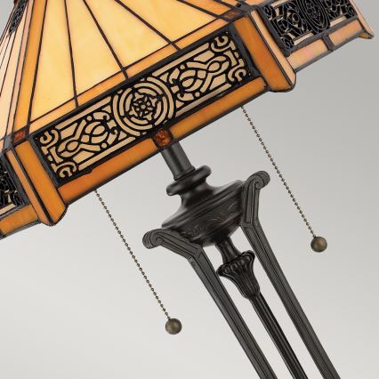 Elstead - Bordslampa INDUS 2xE27/60W/230V i bärnstenfärgat glas