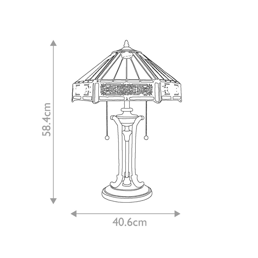 Elstead - Bordslampa INDUS 2xE27/60W/230V i bärnstenfärgat glas