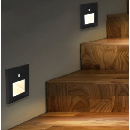 Emithor 70418 - LED trappbelysning med sensor SUNNY LED/1W/230V 4000K svart