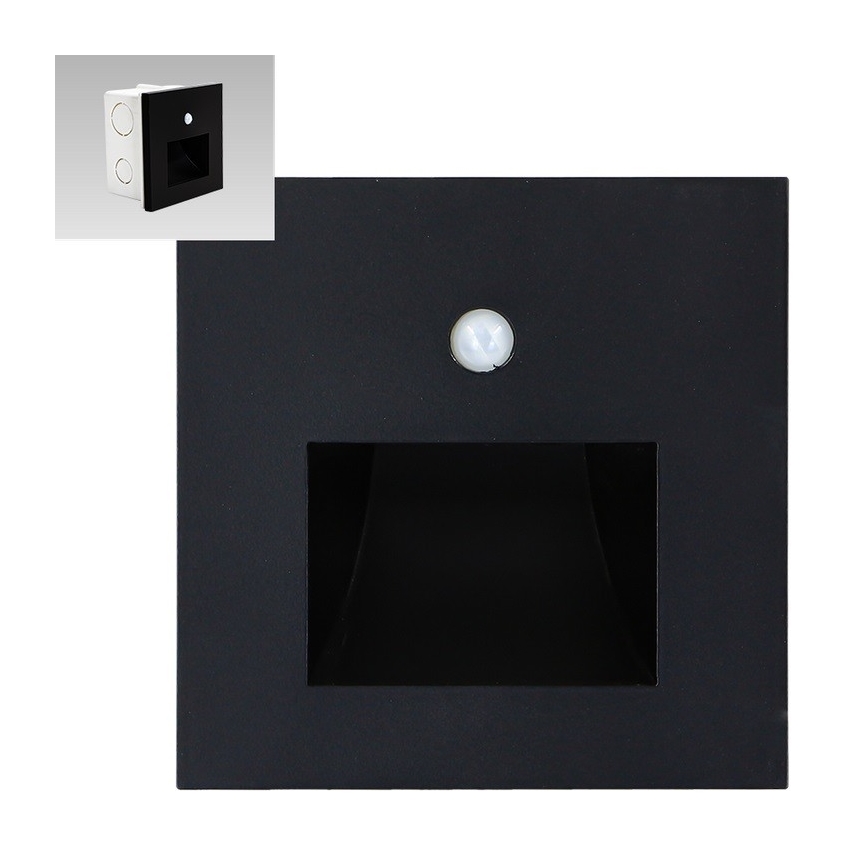 Emithor 70418 - LED trappbelysning med sensor SUNNY LED/1W/230V 4000K svart