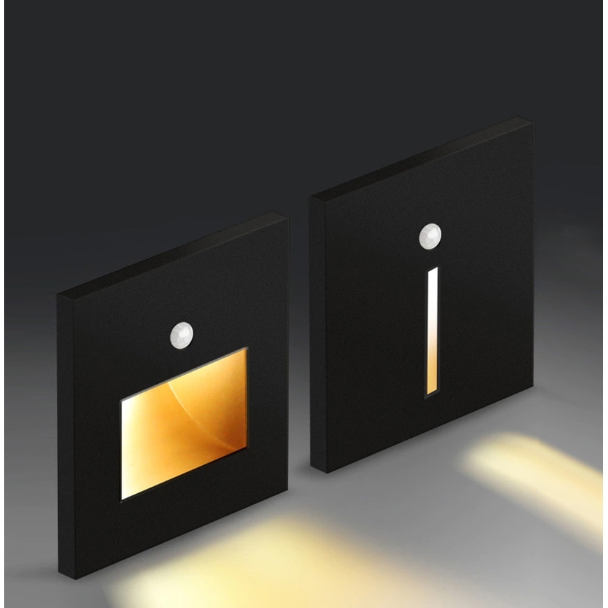 Emithor 70430 - LED-trappbelysning med sensor LINE LED/1W/230V svart