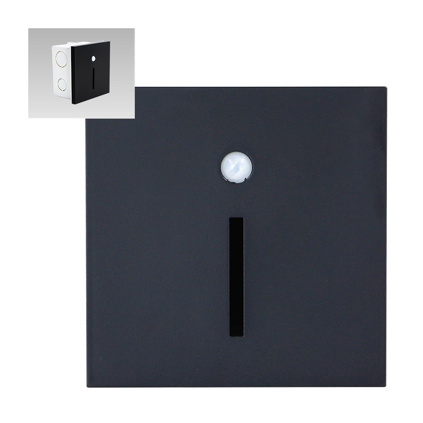 Emithor 70430 - LED-trappbelysning med sensor LINE LED/1W/230V svart
