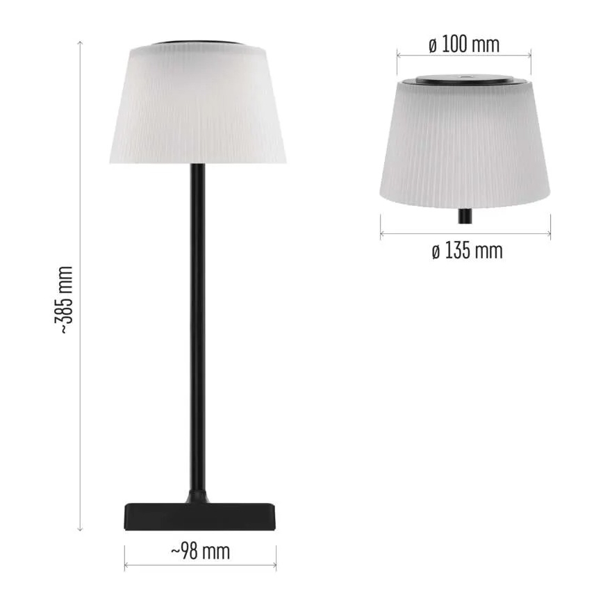 LED Dimbart uppladdningsbart ljus KATIE LED/4W/10V 1800mAh IP44 CRI 90 svart