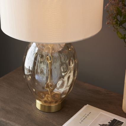 Endon 101150 - Dimbar bordslampa ERIN 1xE27/10W/230V vit/mässing/rökig beige
