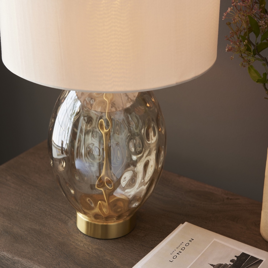 Endon 101150 - Dimbar bordslampa ERIN 1xE27/10W/230V vit/mässing/rökig beige
