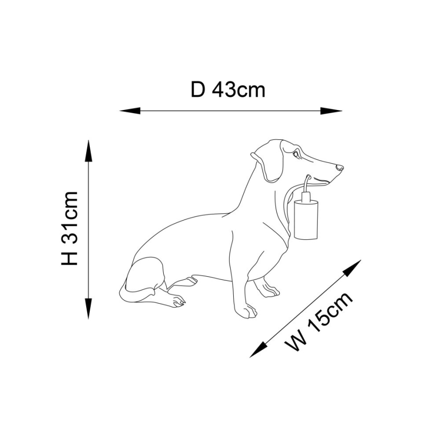 Endon 101188 - Bordslampa DACHSHUND 1xE27/10W/230V svart
