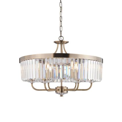 Endon 102505 - Ljuskrona med kedja, 6xE14/6W/230V, Ø 55 cm, mässing