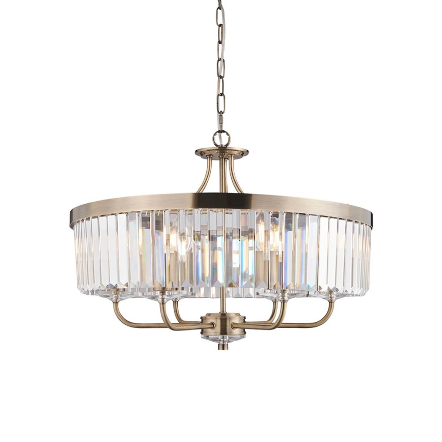 Endon 102505 - Ljuskrona med kedja, 6xE14/6W/230V, Ø 55 cm, mässing