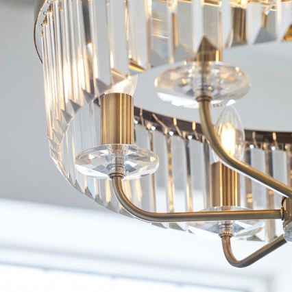 Endon 102505 - Ljuskrona med kedja, 6xE14/6W/230V, Ø 55 cm, mässing