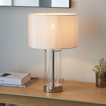 Endon 102674 - Dimmbar bordslampa LESSINA 1xE27/10W/230V blank krom/vit