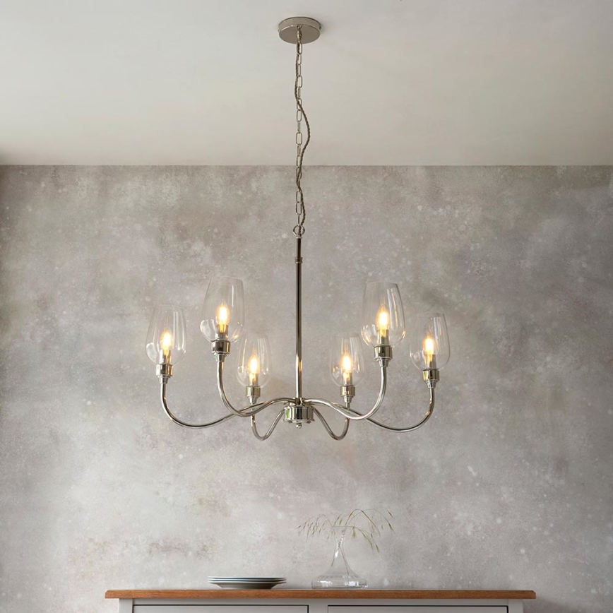 Endon 103315 - Ljuskrona på kedja 6xE14/6W/230V blank krom