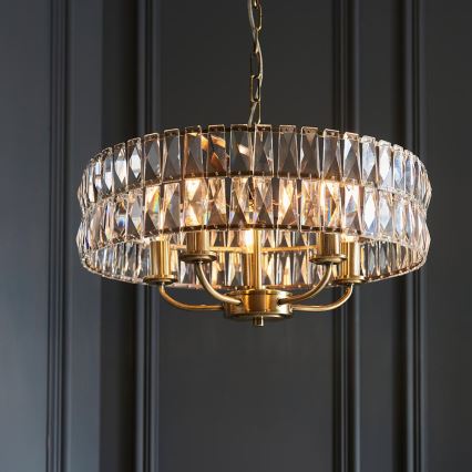 Endon 106244 - Ljuskrona på kedja CLIFTON 5xE14/6W/230V mässing/klar