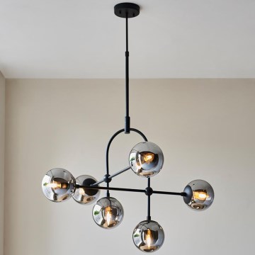 Endon 106661 - Stångmonterad taklampa ONTARIO 6xE14/7W/230V svart/röksvart