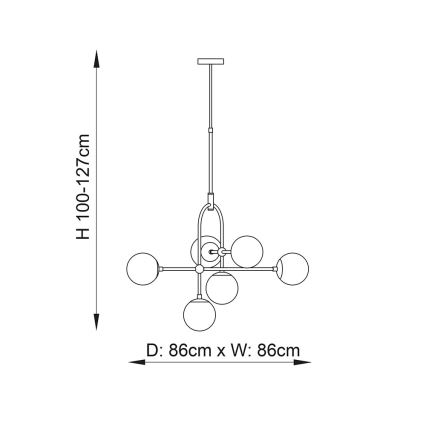Endon 106661 - Stångmonterad taklampa ONTARIO 6xE14/7W/230V svart/röksvart