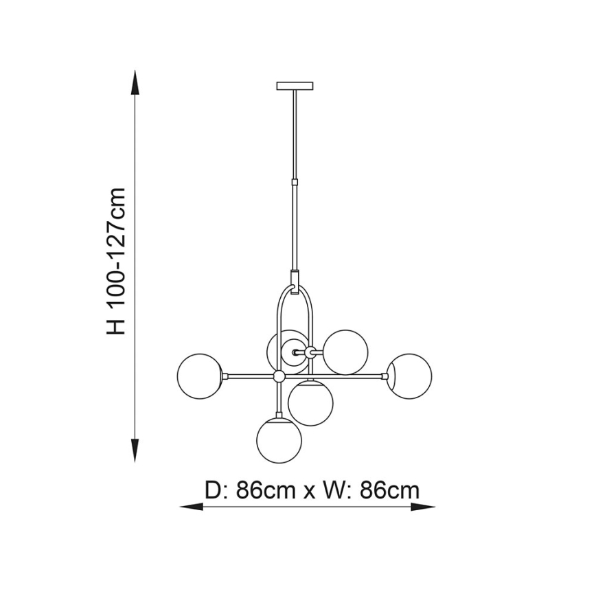 Endon 106661 - Stångmonterad taklampa ONTARIO 6xE14/7W/230V svart/röksvart