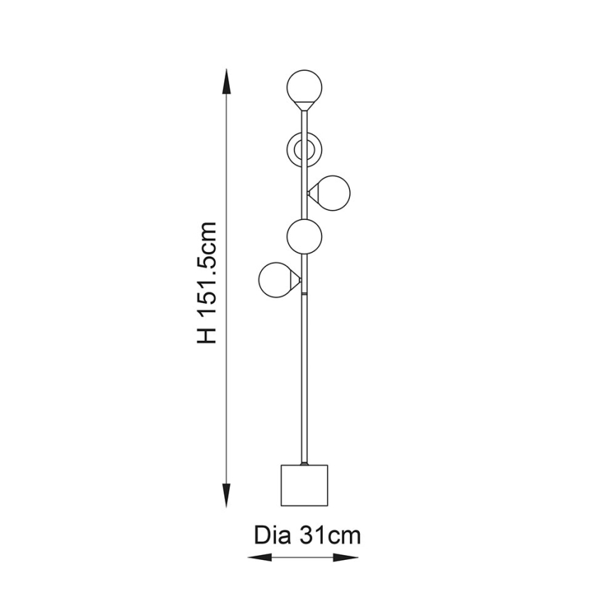 Endon 106756 - Golvlampa OTIS 5xG9/3W/230V guld/vit
