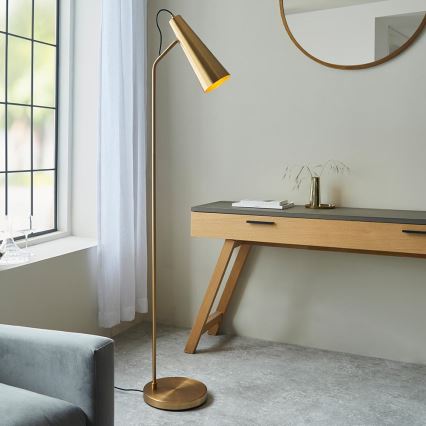 Endon 107528 - Golvlampa KARNA 1xE27/10W/230V mässing
