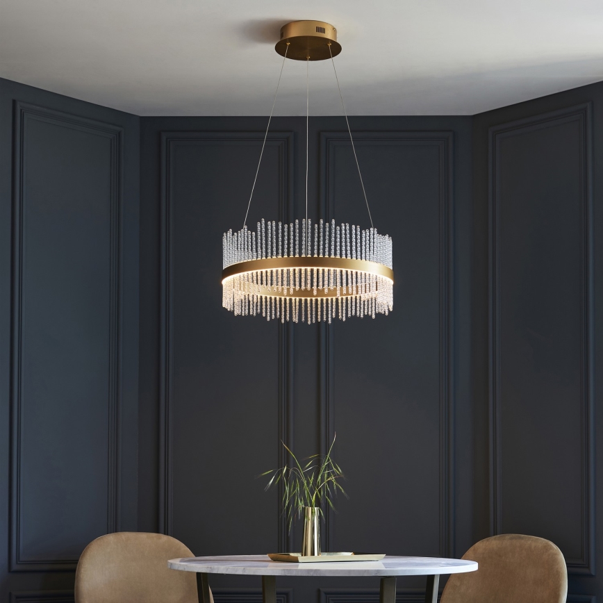 Endon 107671 - LED ljusreglerad ljuskrona på textilsladd ADRIEL LED/41W/230V 3000K diameter 51 cm guld/genomskinlig