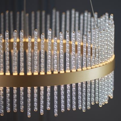 Endon 107671 - LED ljusreglerad ljuskrona på textilsladd ADRIEL LED/41W/230V 3000K diameter 51 cm guld/genomskinlig