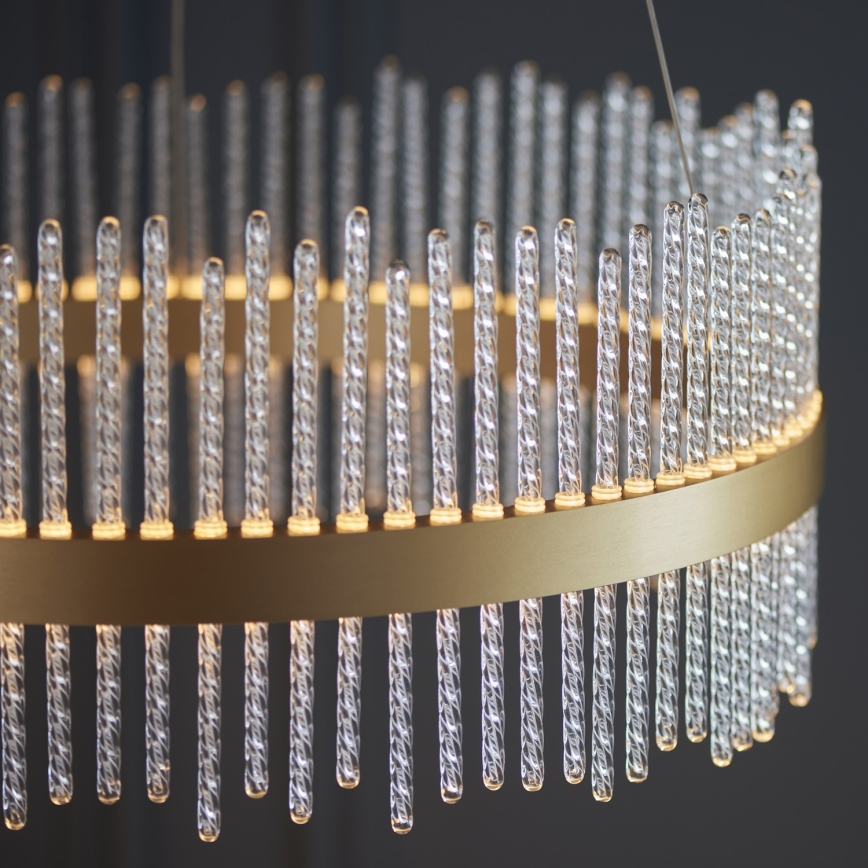 Endon 107671 - LED ljusreglerad ljuskrona på textilsladd ADRIEL LED/41W/230V 3000K diameter 51 cm guld/genomskinlig