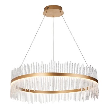 Endon 107672 - ADRIEL LED-dimbar pendellampa med vajer LED/83W/230V 3000K Ø 89 cm guld/klart glas