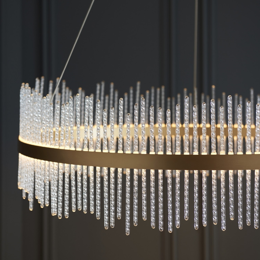 Endon 107672 - ADRIEL LED-dimbar pendellampa med vajer LED/83W/230V 3000K Ø 89 cm guld/klart glas