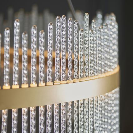 Endon 107672 - ADRIEL LED-dimbar pendellampa med vajer LED/83W/230V 3000K Ø 89 cm guld/klart glas