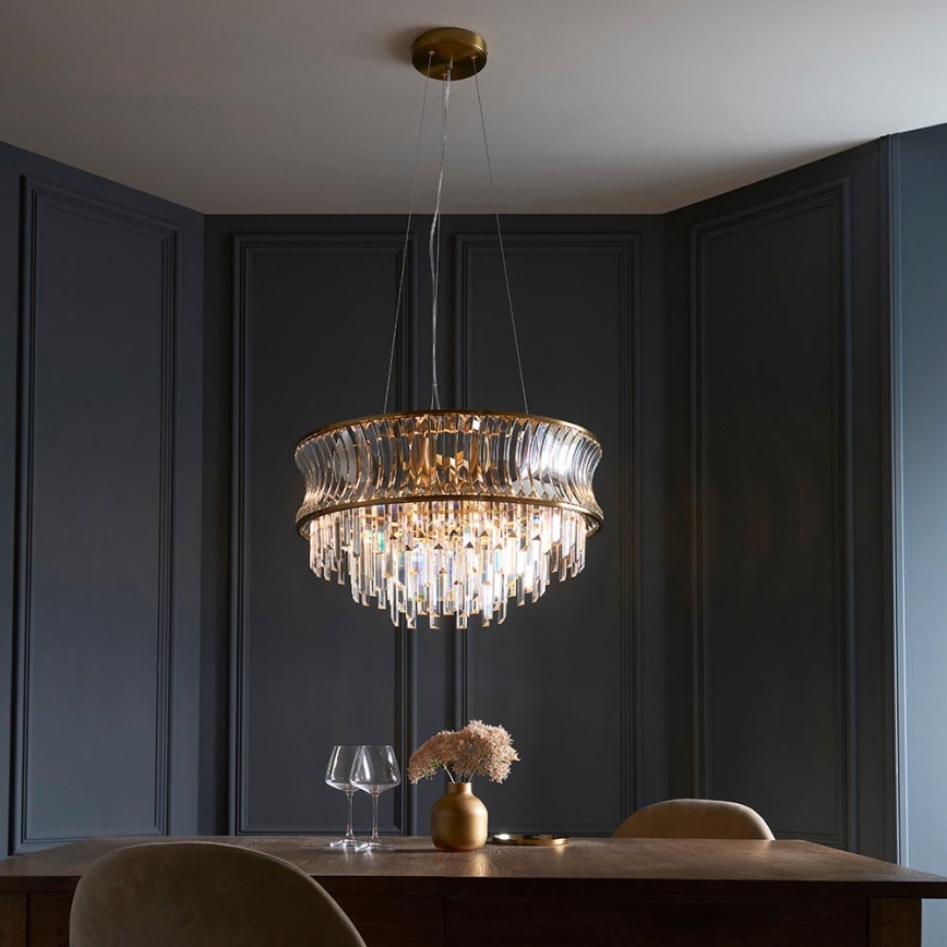 Endon 107785 - Ljuskrona på vajer 9xE14/6W/230V mässing