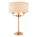 Endon 110721 - Bordslampa HIGHCLERE 3xE14/18W/230V beige/mässing diameter 32 cm
