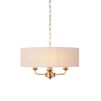 Endon 110723 - Ljuskrona på kedja HIGHCLERE 3xE14/40W/230V beige/mässing diameter 45 cm