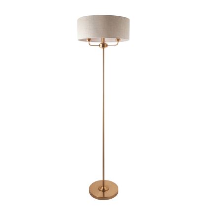 Endon 110724 - Golvlampa HIGHCLERE 1xE14/40W/230V beige/mässing diameter 47 cm