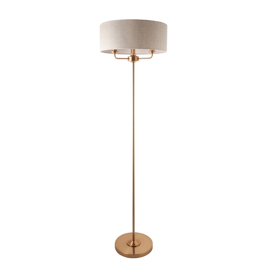 Endon 110724 - Golvlampa HIGHCLERE 1xE14/40W/230V beige/mässing diameter 47 cm
