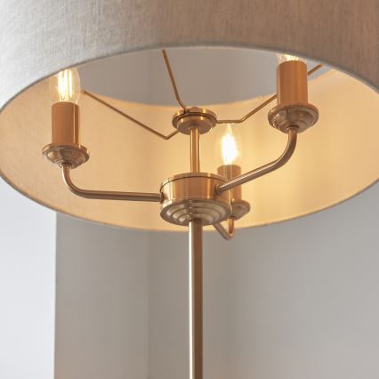 Endon 110724 - Golvlampa HIGHCLERE 1xE14/40W/230V beige/mässing diameter 47 cm