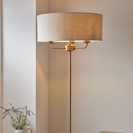 Endon 110724 - Golvlampa HIGHCLERE 1xE14/40W/230V beige/mässing diameter 47 cm