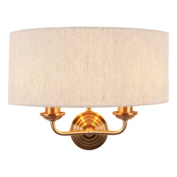 Endon 110726 - Vägglampa HIGHCLERE 2xE14/40W/230V beige/mässing