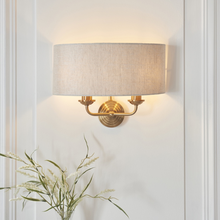Endon 110726 - Vägglampa HIGHCLERE 2xE14/40W/230V beige/mässing