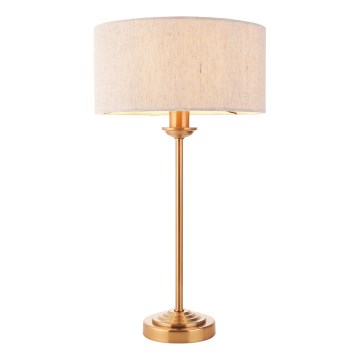 Endon 110728 - Bordslampa HIGHCLERE 1xE14/7W/230V beige/mässing Ø 25 cm