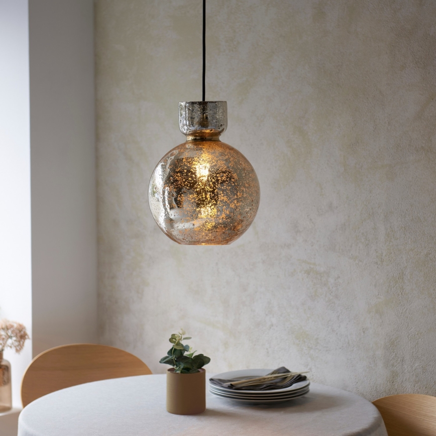 Endon 111336 - Pendellampa med sladd 1xE27/10W/230V guldfärgad/sotad svart