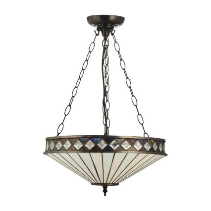 Endon 111870 - Taklampa i Tiffany-stil med kedja FARGO 3xE27/10W/230V Ø 41,5 cm