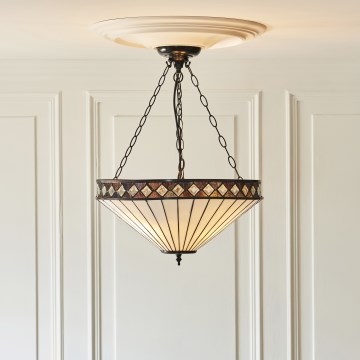 Endon 111871 - Taklampa med kedja Tiffany FARGO 3xE27/10W/230V Ø 50 cm
