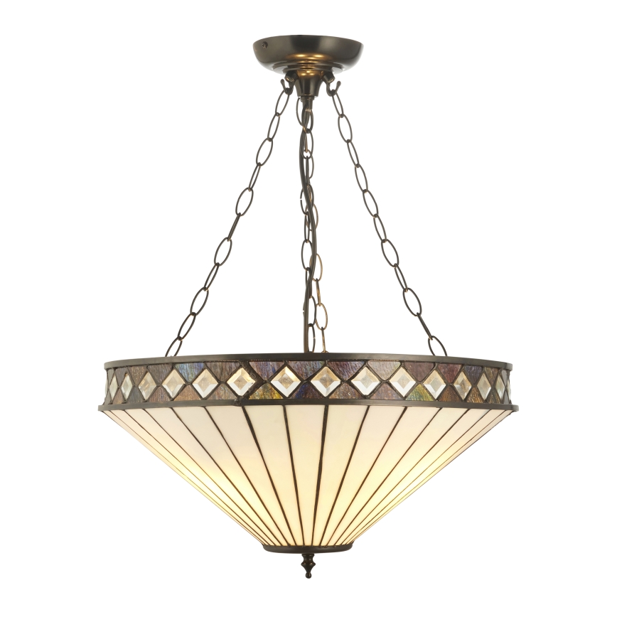 Endon 111871 - Taklampa med kedja Tiffany FARGO 3xE27/10W/230V Ø 50 cm