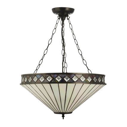 Endon 111871 - Taklampa med kedja Tiffany FARGO 3xE27/10W/230V Ø 50 cm