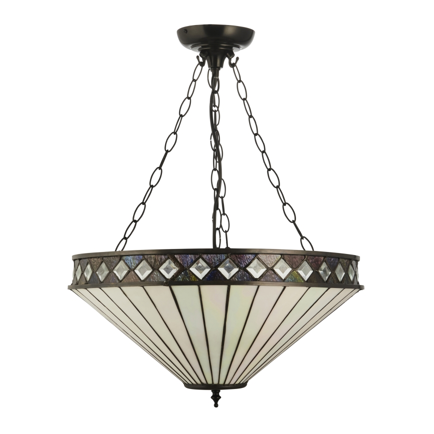 Endon 111871 - Taklampa med kedja Tiffany FARGO 3xE27/10W/230V Ø 50 cm