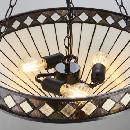 Endon 111871 - Taklampa med kedja Tiffany FARGO 3xE27/10W/230V Ø 50 cm